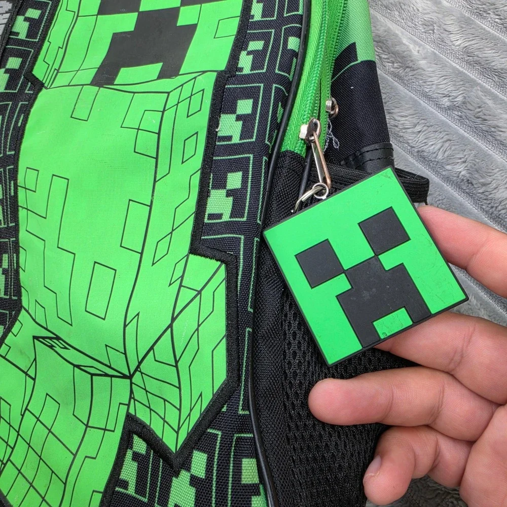 Minecraft Adventure Mode Creeper TNT Backpack Green Black Kids School Bag